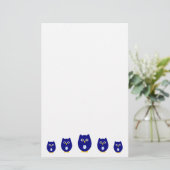 Blaues Eulen-Design Briefpapier (Stehend Vorderseite)