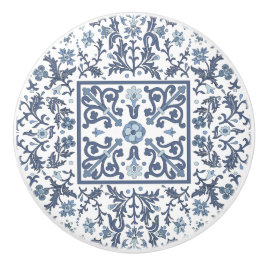 Blaues Extravagantes Blumenmuster Keramikknauf