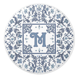 Blaues Extravagantes Blumenmuster Personalisiert Keramikknauf