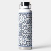 Blaues Extravagantes Blumenmuster Trinkflasche (Rückseite)