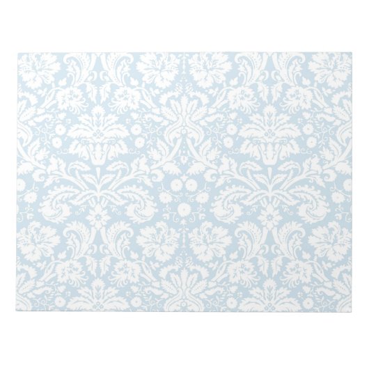 Blaues extravagantes Damastmuster Notizblock (Vorderseite)