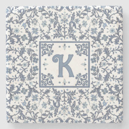 Blaues Extravagantes florales Grafikmuster Persona Steinuntersetzer