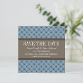 Blaues Extravagantes Gitter Save the Date einladen (Stehend Vorderseite)