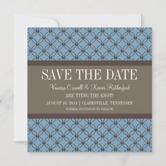 Blaues Extravagantes Gitter Save the Date einladen (Vorderseite)