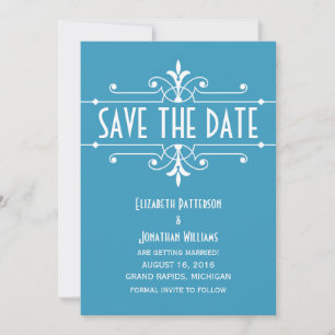 Blaues Extravagantes Ornamentales Save the Date ei Einladung