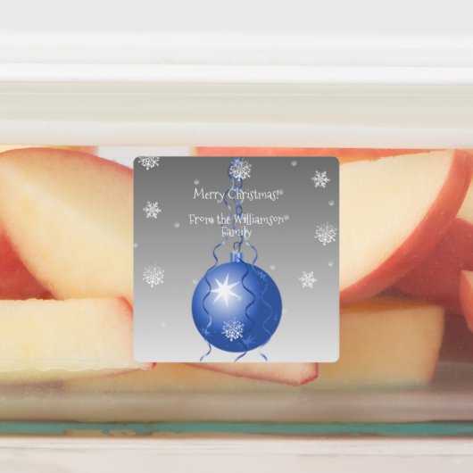 Blaues Extravagantes Weihnachtsschmucketikett Etiketten (Befestigt)