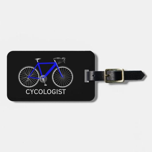 Blaues Fahrrad auf Schwarz Gepäckanhänger (Vorderseite horizontal)