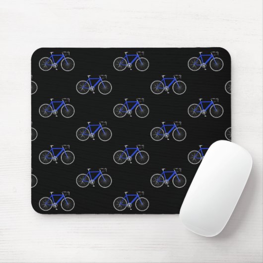 blaues Fahrrad auf schwarz Mousepad (Mit Mouse)