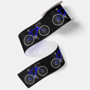 Blaues Fahrrad auf Schwarz  Satinband