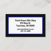 Blaues Fahrrad auf schwarz Visitenkarte (Rückseite)