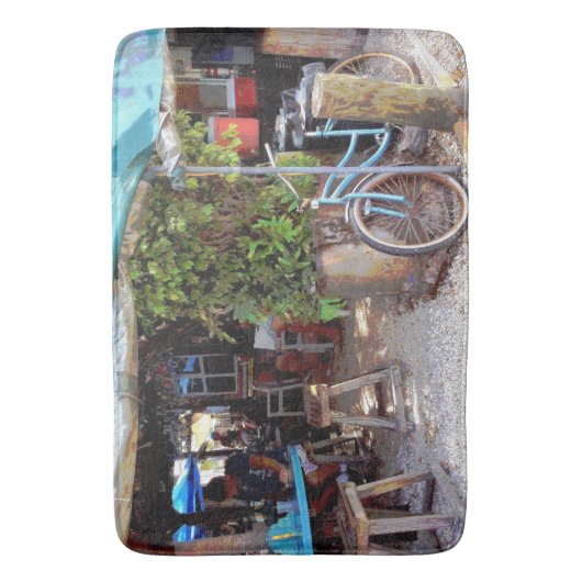 Blaues Fahrrad Badematte (Vorderseite Vertikal)