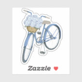 Blaues Fahrrad mit Hydrangeas Vinyl Sticker (Blatt)