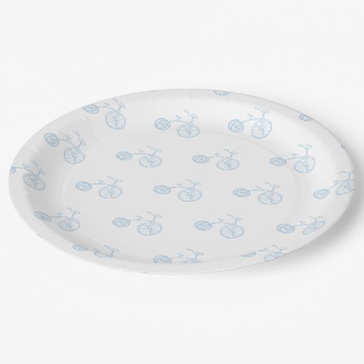 Blaues Fahrrad Pappteller (Schrägansicht)