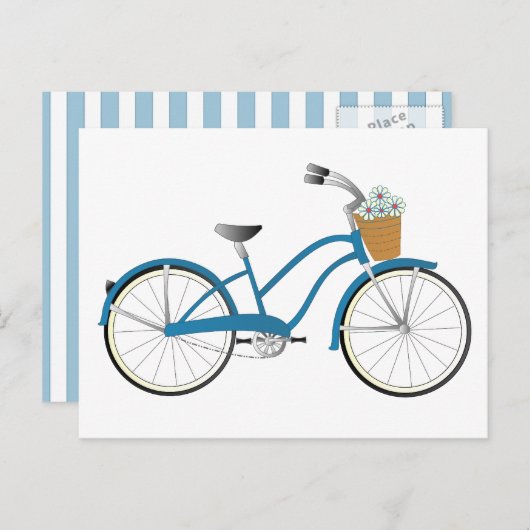 Blaues Fahrrad Postkarte (Vorne/Hinten)