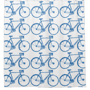 blaues Fahrradmuster Duschvorhang