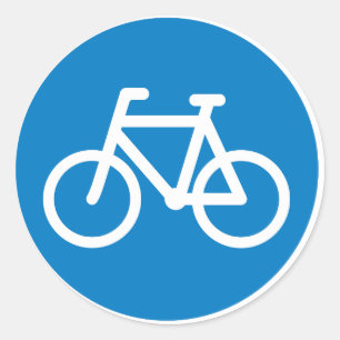 Blaues Fahrradsymbol Schild Radfahrstreifen Runder Aufkleber