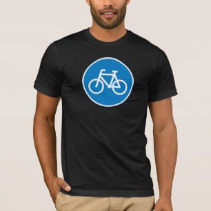 Blaues Fahrradsymbol Schild Radweg Zeichen T-Shirt