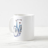 Blaues Fahrradzeichnen Kaffeetasse (Vorderseite Links)