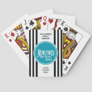 Blaues Familien-Wiedersehen-Preis-Jungvermählten Spielkarten