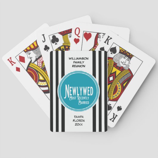 Blaues Familien-Wiedersehen-Preis-Jungvermählten Spielkarten (Rückseite)