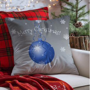 Blaues fantasievolles Weihnachtsornament-Wurfkisse Kissen