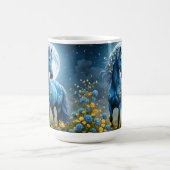 Blaues Fantasy-Magisches-Pferd-Mond-Blumen, Kaffeetasse (Mittel)