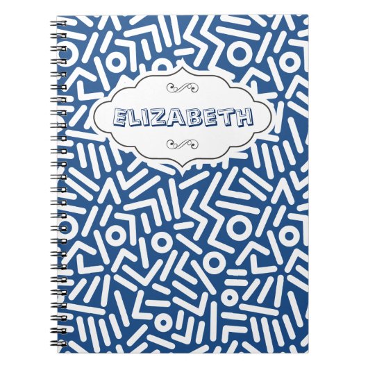 Blaues Farbeseamles Monogramm Musternotizbuch Notizblock (Vorderseite)