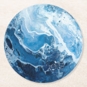 Blaues Farbmarbildmuster Runder Pappuntersetzer (Vorderseite)