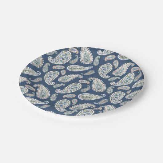 Blaues Farbmuster Pappteller (Schrägansicht)