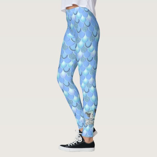 Blaues Farbspektrum von Meerjungfrau Leggings (Links)