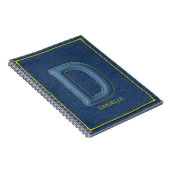 Blaues Faux-Denim Monogramm Buchstabe D Name Notizblock (Rechte Seite)
