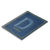 Blaues Faux-Denim Monogramm Buchstabe D Name Notizblock (Linke Seite)
