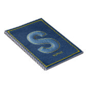 Blaues Faux-Denim-Patch-Buchstabe S Anfangsmonogra Notizblock (Rechte Seite)