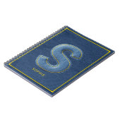Blaues Faux-Denim-Patch-Buchstabe S Anfangsmonogra Notizblock (Linke Seite)