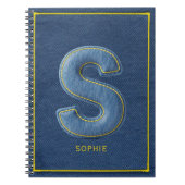 Blaues Faux-Denim-Patch-Buchstabe S Anfangsmonogra Notizblock (Vorderseite)