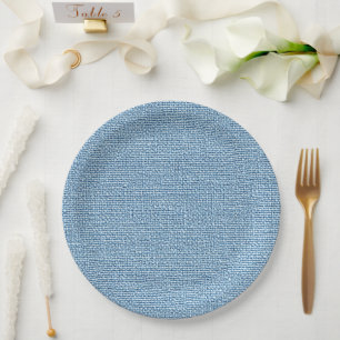 Blaues Faux-Linene-Gewebe Elegant Pappteller