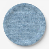 Blaues Faux-Linene-Gewebe Elegant Pappteller (Vorderseite)
