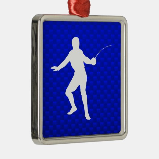 Blaues Fechten Silbernes Ornament (Rechts)