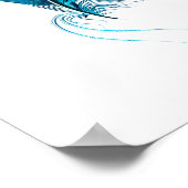 Blaues Federwasserfarbenposter Poster (Ecke)