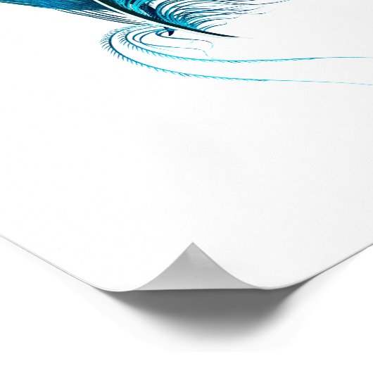 Blaues Federwasserfarbenposter Poster (Ecke)