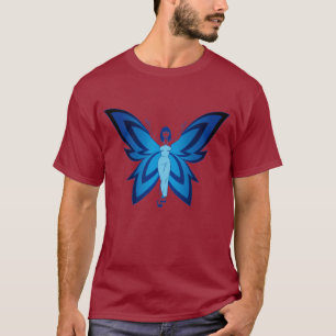 Blaues Feen-Frauen-Basis-T-Shirt mit langem Arm T-Shirt