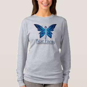 Blaues Feen-Frauen-Hanes-Nano-Langarm-T-Shirt T-Shirt