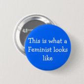 Blaues Feminismus-Button Button (Vorne & Hinten)