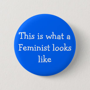 Blaues Feminismus-Button Button