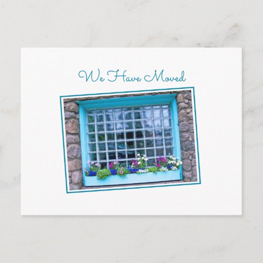 Blaues Fenster, das wir in die farbenfrohe Blume v Postkarte (Vorderseite)