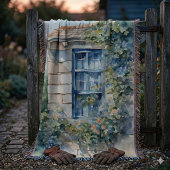 Blaues Fenster Steinmauer Cottage Reben Decke