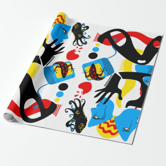 Blaues Fernsehen Geschenkpapier (Ungerollt)