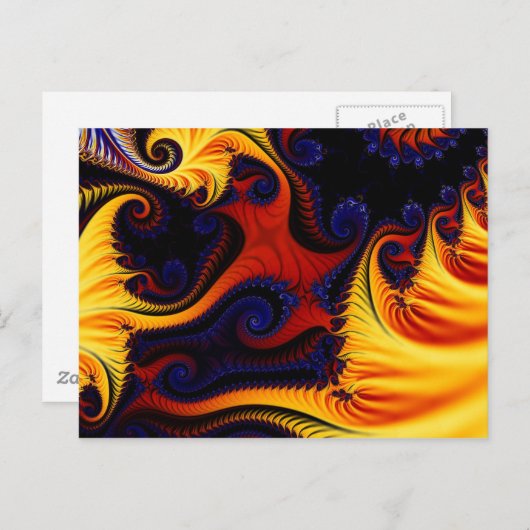 Blaues Feuer 1 Postkarte (Vorne/Hinten)