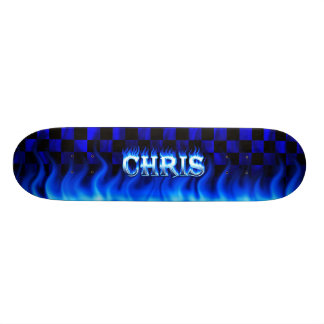Blaues Feuer Chris-Skateboards und Flammenentwurf Skateboard