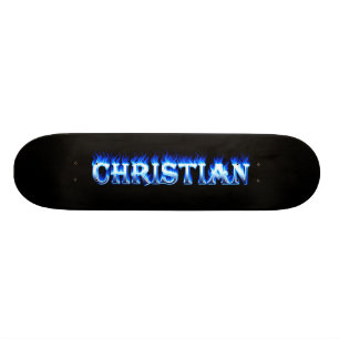 Blaues Feuer des christlichen Skateboard und